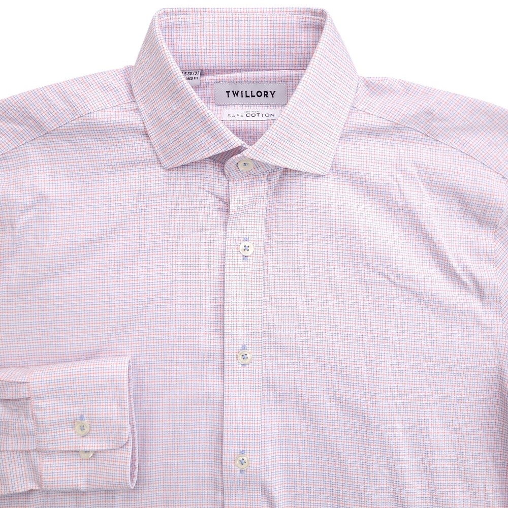 Twillory Dress Shirt Men 14.5 32/33 Tailored Fit Non Iron Safe Cotton White